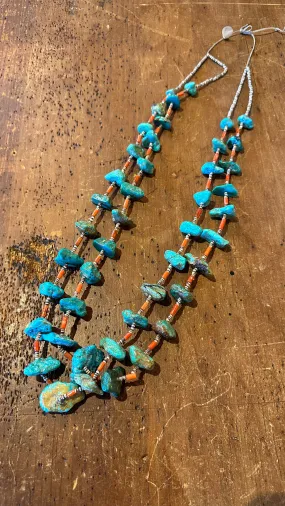 Turquoise and Coral Heishi