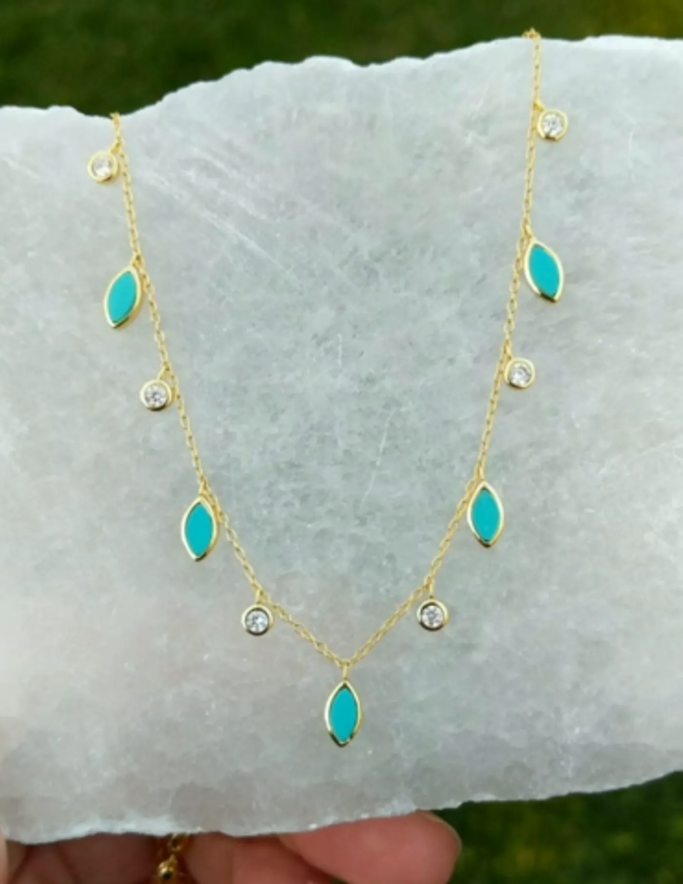 Turquoise Drops of Spring Necklace