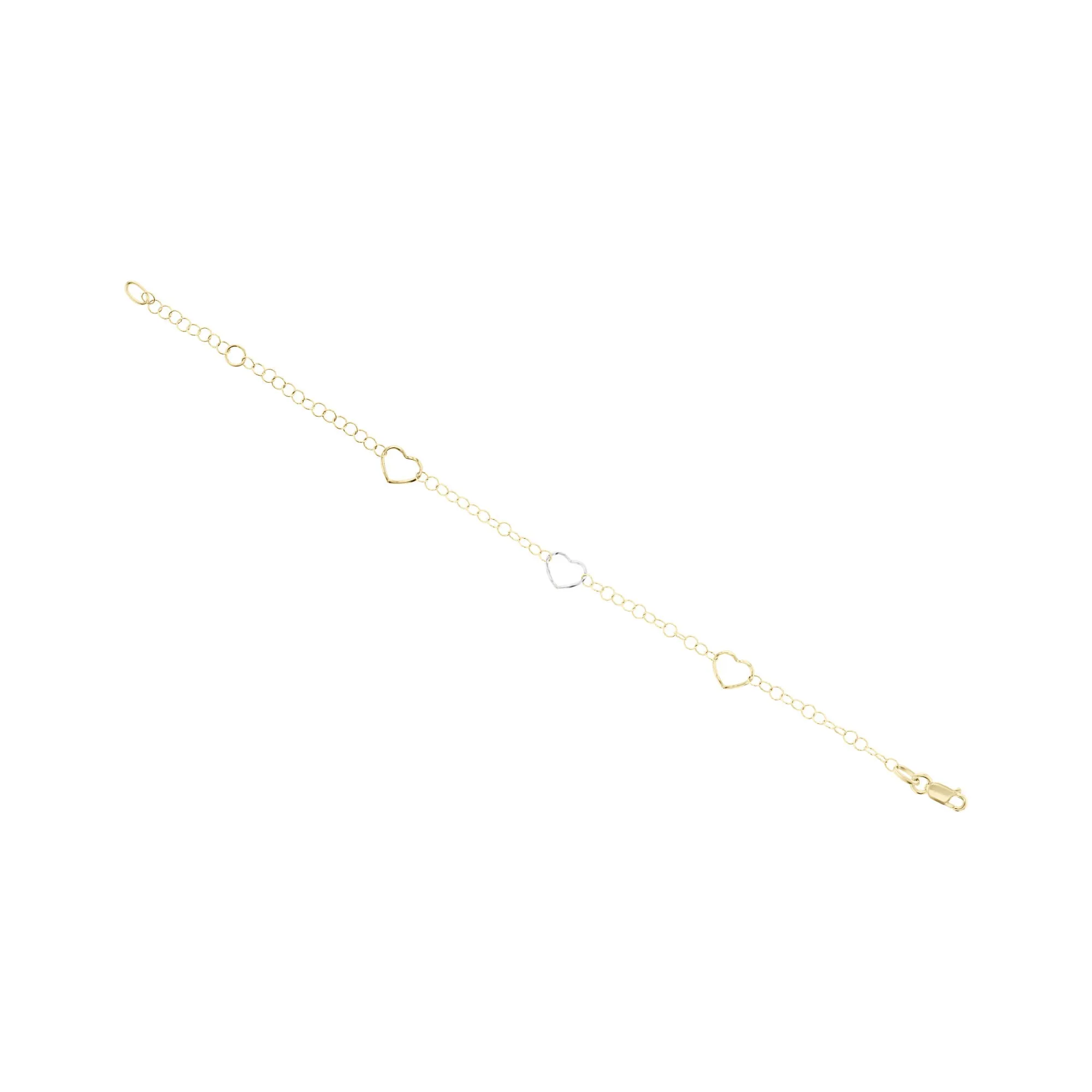 Two-Tone Open Heart Gold Anklet