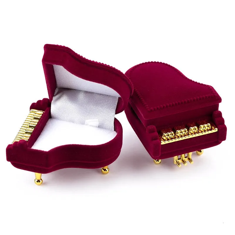 Unique Piano Velvet Jewelry Box - Wedding Ring Box - Gift Box for Jewelry Any Occasion