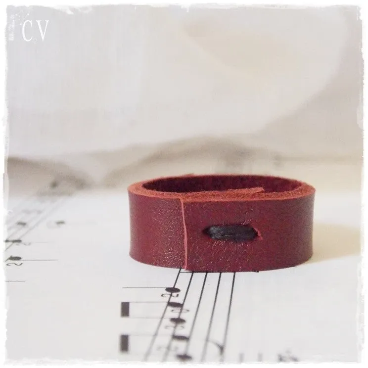 Vampire Burgundy Leather Ring