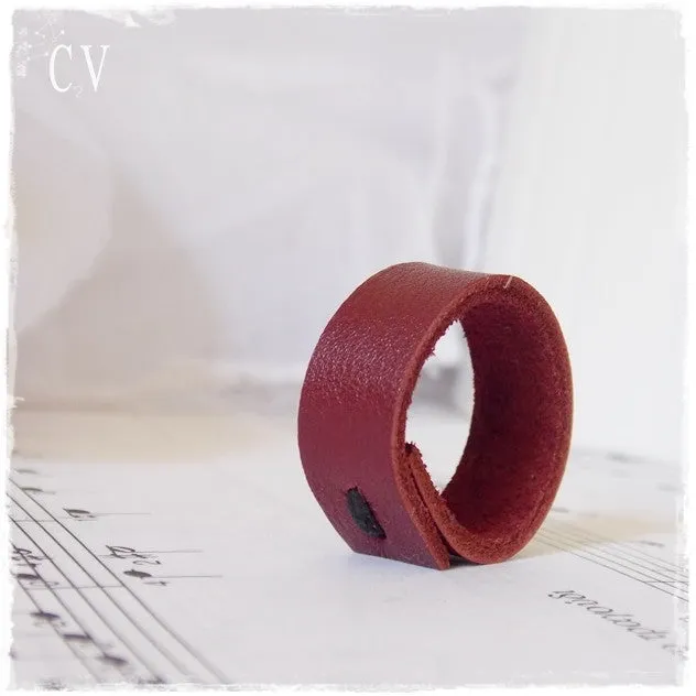 Vampire Burgundy Leather Ring