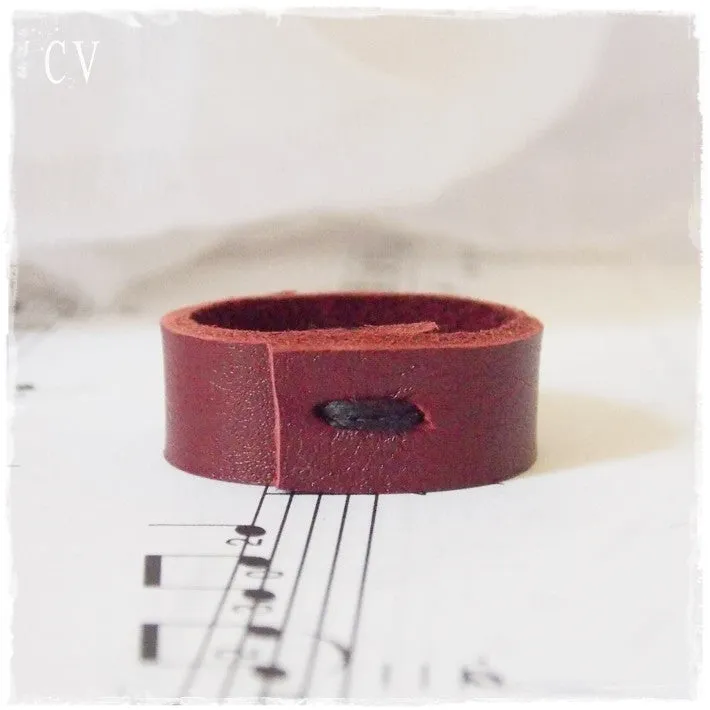 Vampire Burgundy Leather Ring