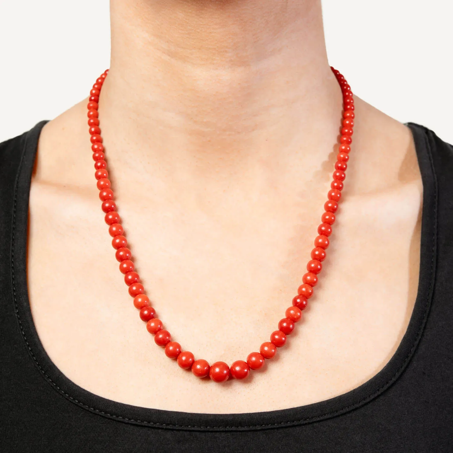 Victorian 14k Graduated Oxblood Coral Bead Necklace