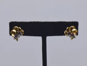 Vintage Tanzanite and Diamond Gold Plated Sterling Silver Stud Earrings