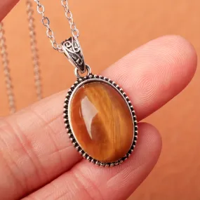 Vintage Tiger Eye Pendant Necklace for Stylish Collarbone