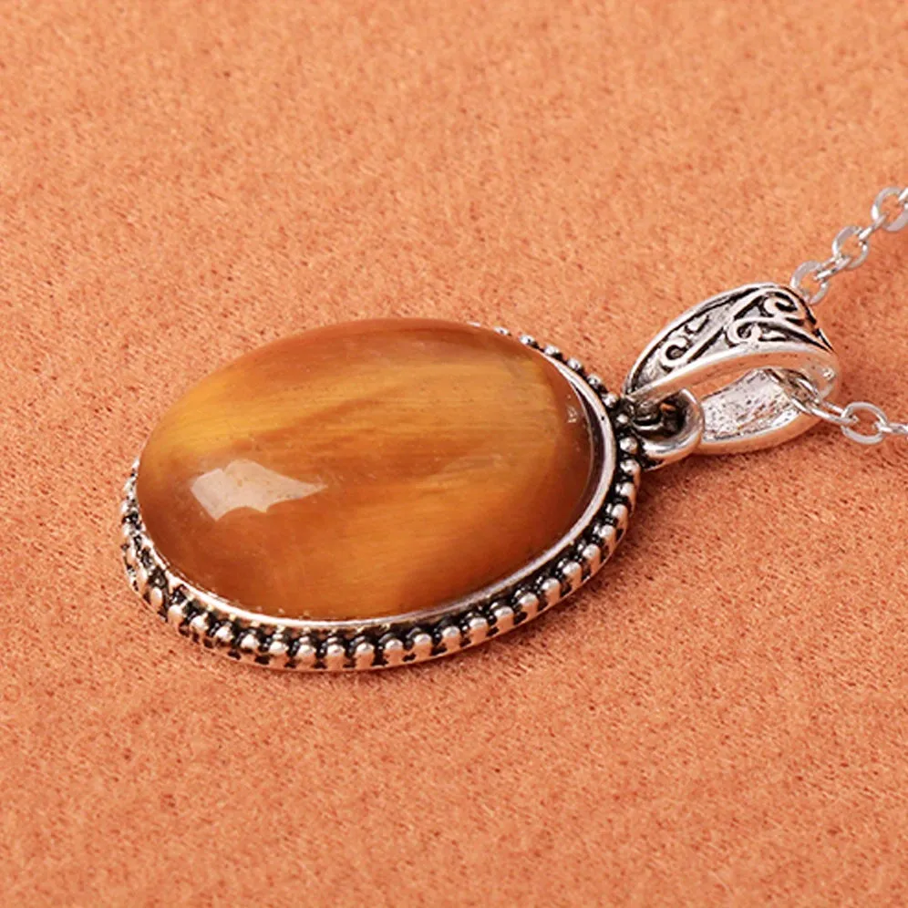 Vintage Tiger Eye Pendant Necklace for Stylish Collarbone