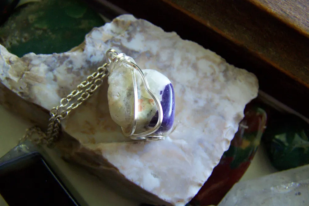 Violet Flame Grape Opal Polished Gemstone Pendant