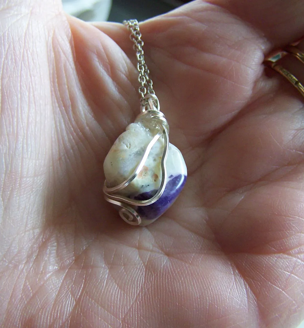 Violet Flame Grape Opal Polished Gemstone Pendant