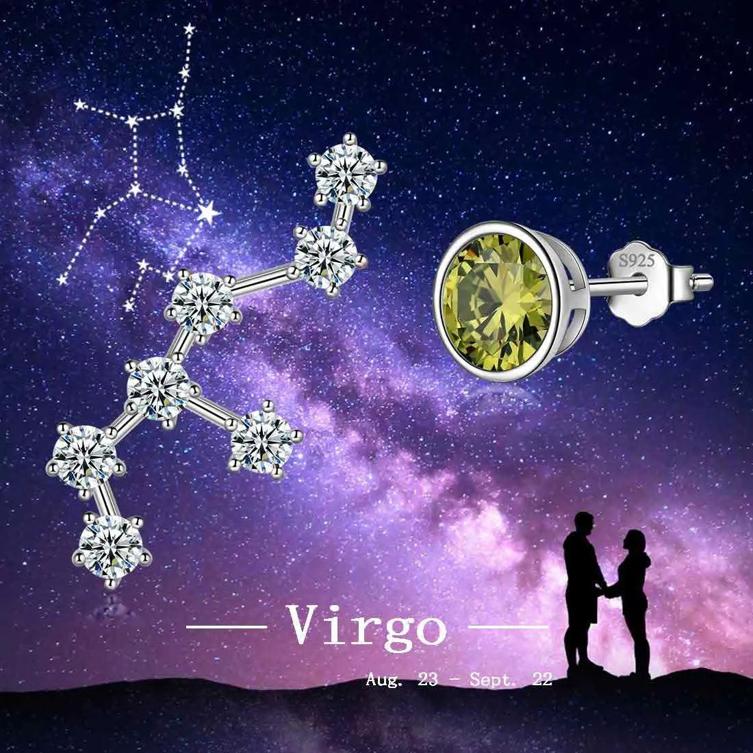 Virgo Earrings August Birthstone Zodiac Studs Women Girls Jewelry Birthday Gift