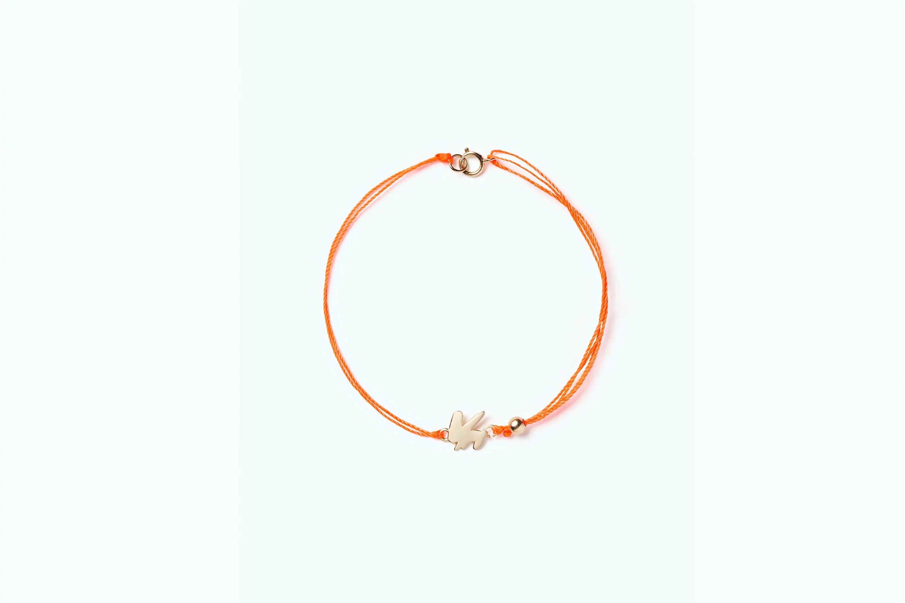 Vitamin Gold Cord Anklet Neon Orange Bunny (14K)