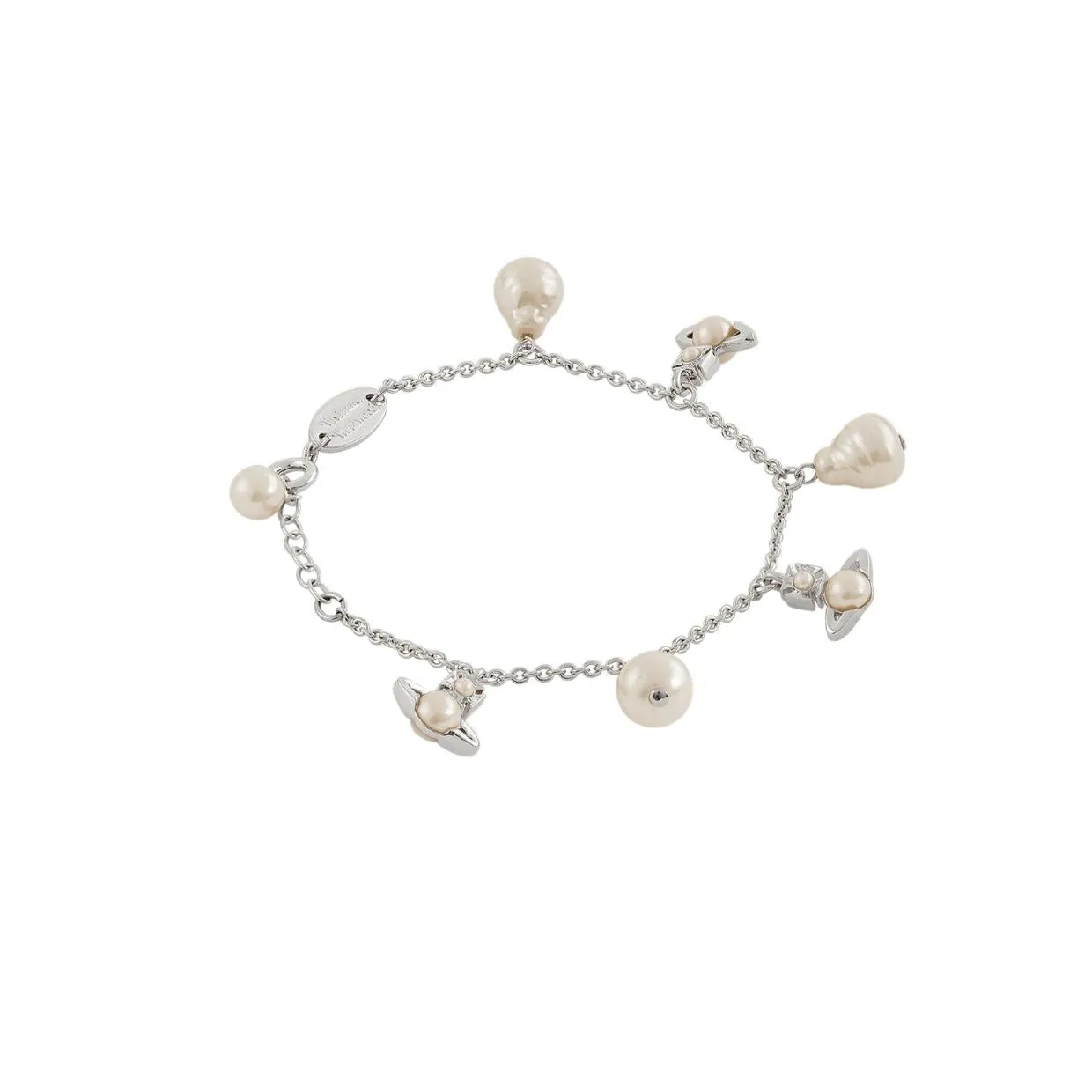 Vivienne Westwood Platinum/Creamrose Pearl Emiliana Bracelet