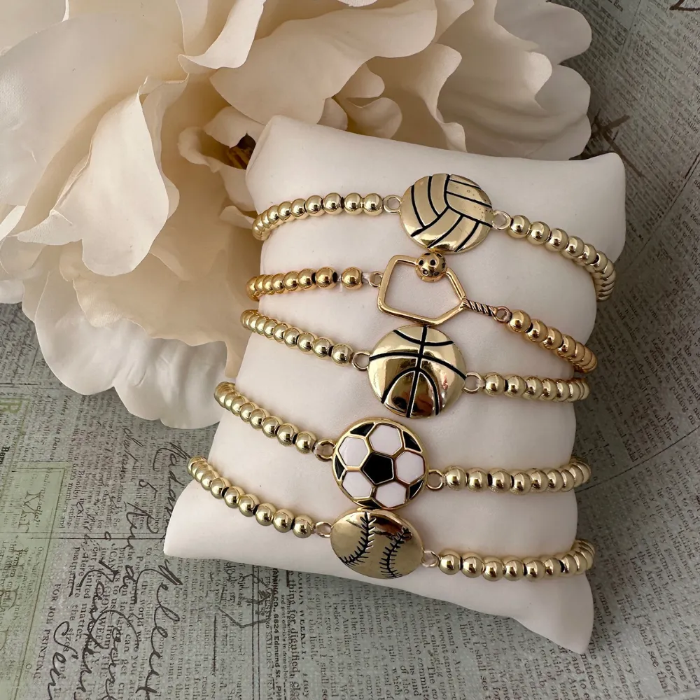 Volleyball 14k Gold Beaded Bracelets