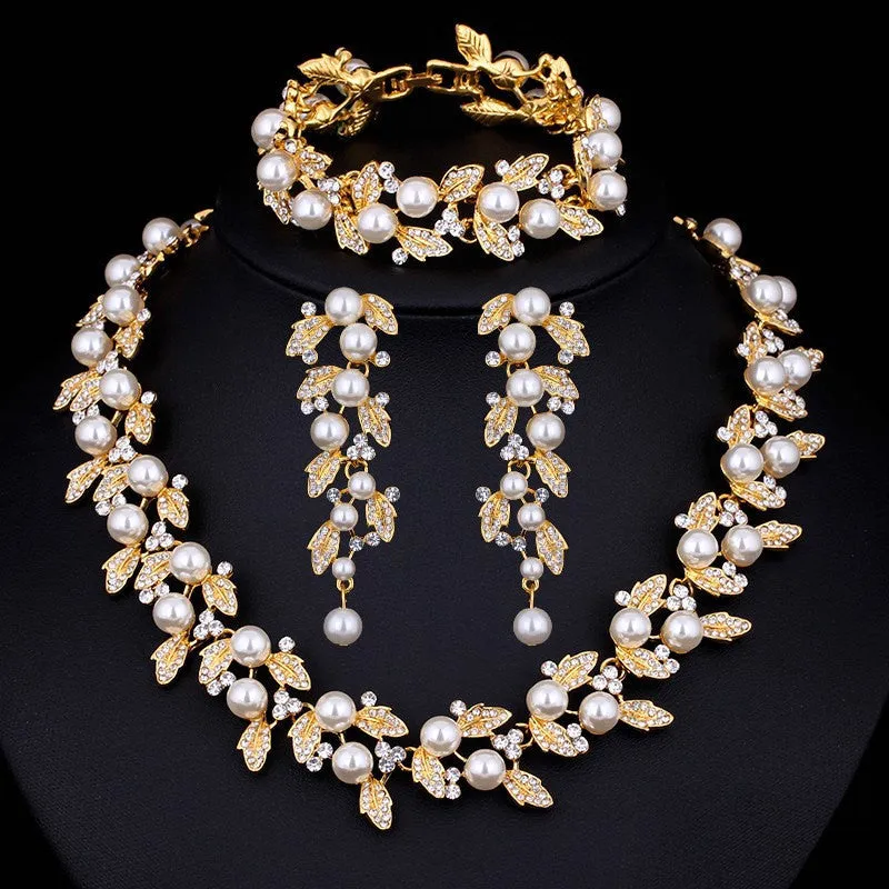 Wedding Pearl Jewelry Sets Gold or silver Plated