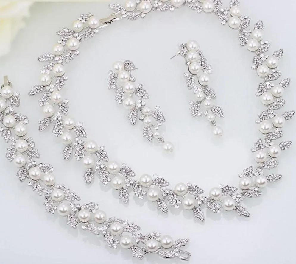 Wedding Pearl Jewelry Sets Gold or silver Plated