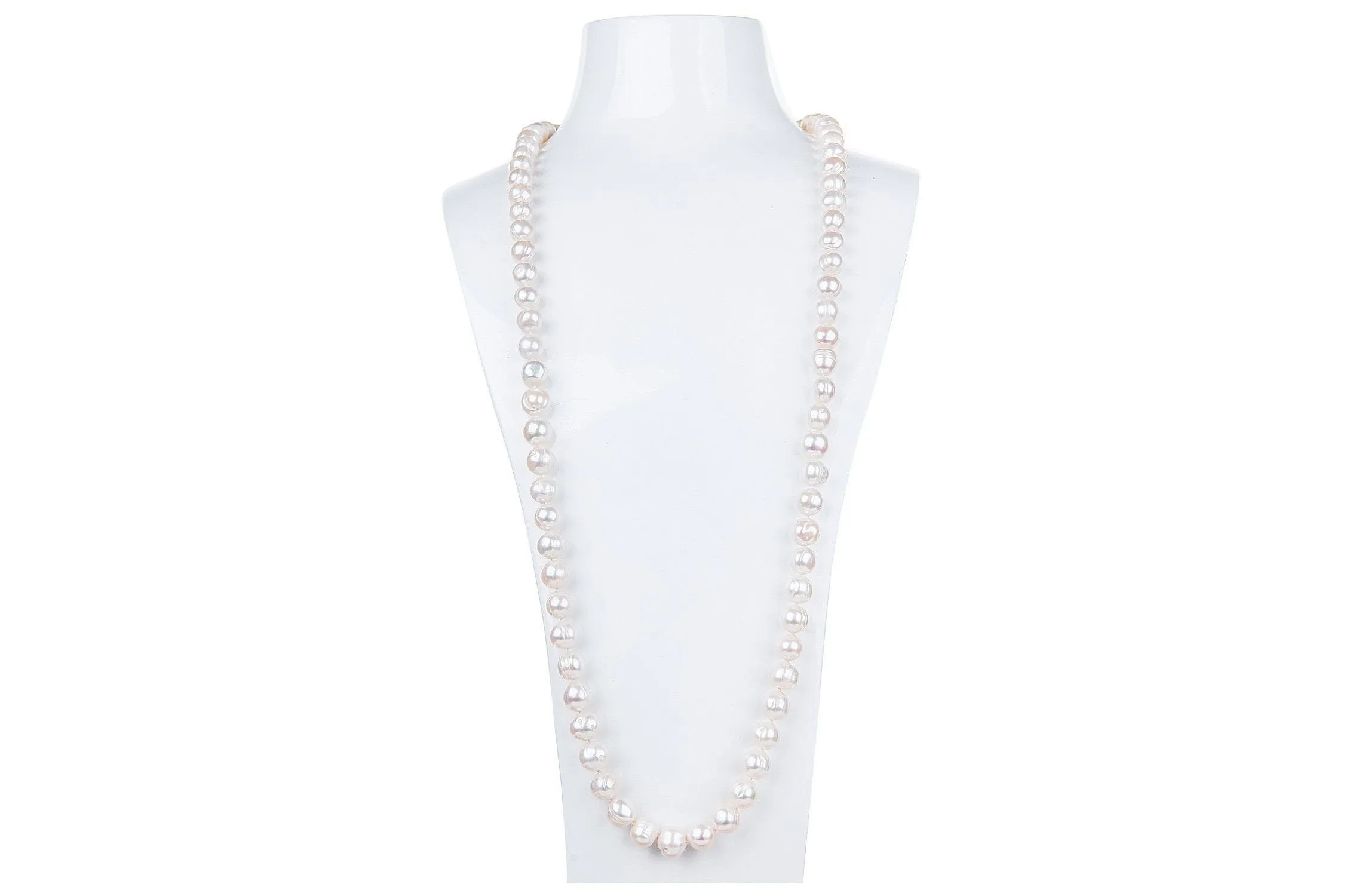 White Freshwater Pearl Long Necklace 9-10mm