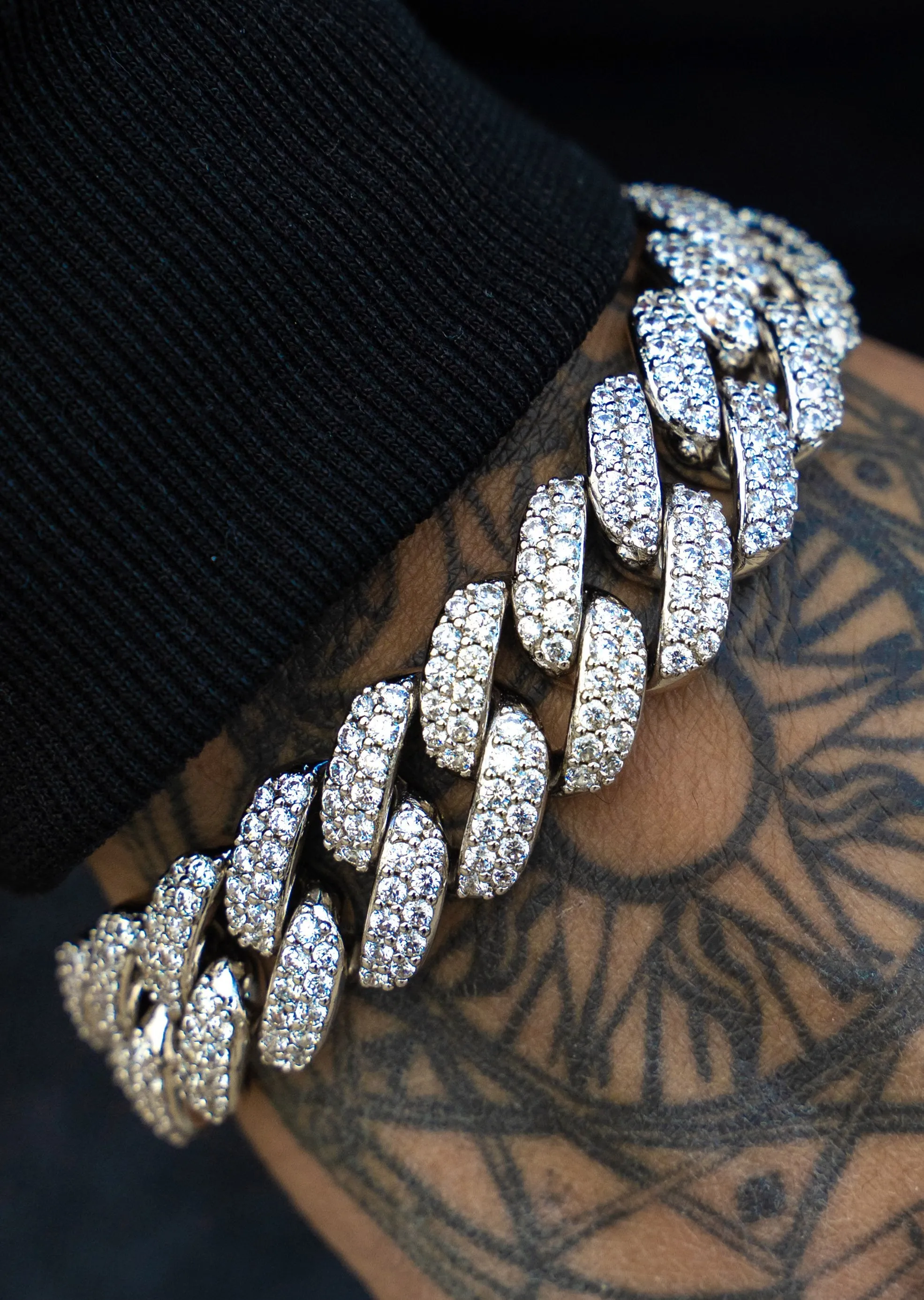 White Gold Iced Out Miami Cuban Link Chain & Bracelet