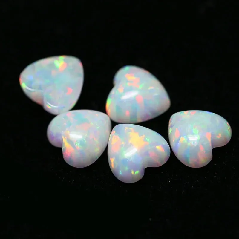 White Heart Shape Cabochon Opal for Jewelry Design