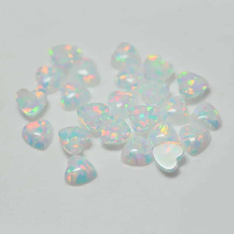 White Heart Shape Cabochon Opal for Jewelry Design