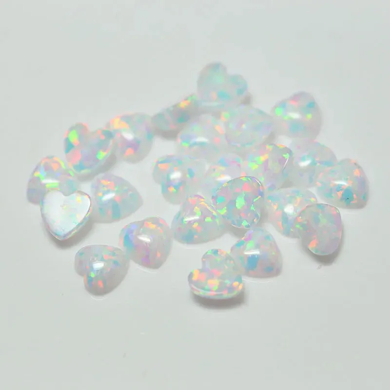 White Heart Shape Cabochon Opal for Jewelry Design