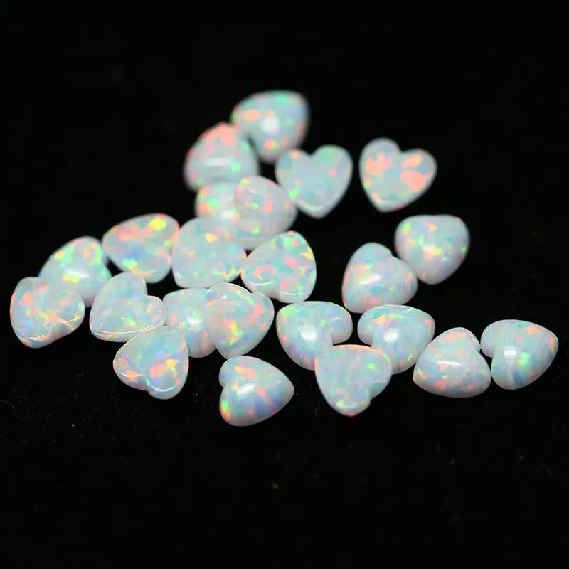 White Heart Shape Cabochon Opal for Jewelry Design