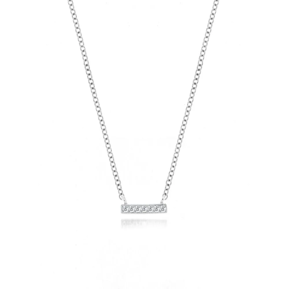 White Mini Diamond Bar Necklace - BJN10164