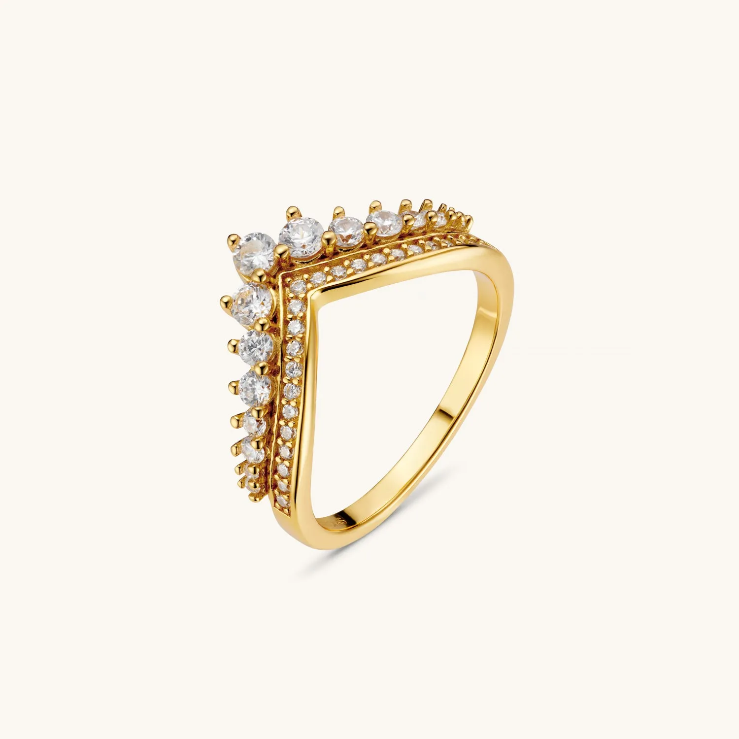 Wishbone Jewel Ring in Gold