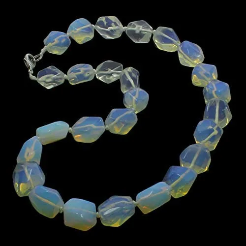 Women's Chunky Gemstone Necklace 16mm Natural Opal Handmade