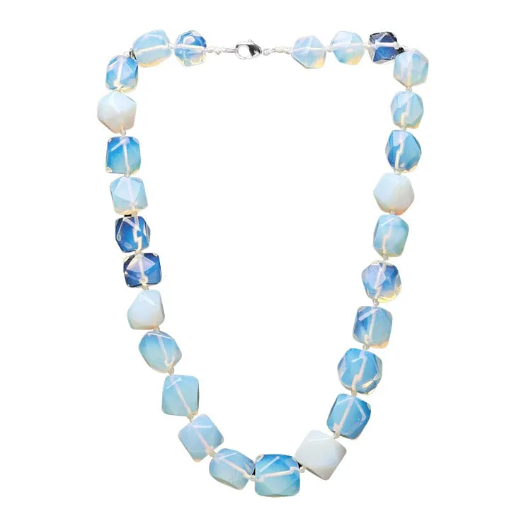 Women's Chunky Gemstone Necklace 16mm Natural Opal Handmade