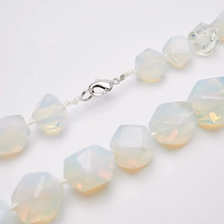 Women's Chunky Gemstone Necklace 16mm Natural Opal Handmade