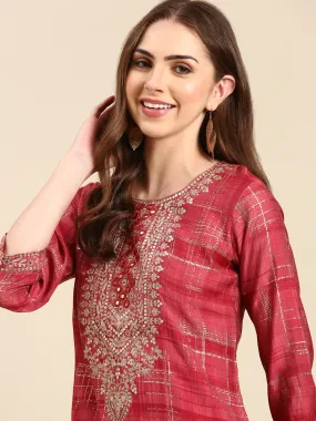 Women's Coral Embellished Straight Kurta