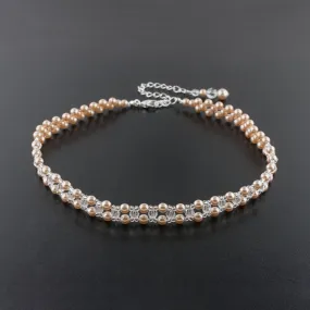 Woven Pearl & Crystal Choker Necklace