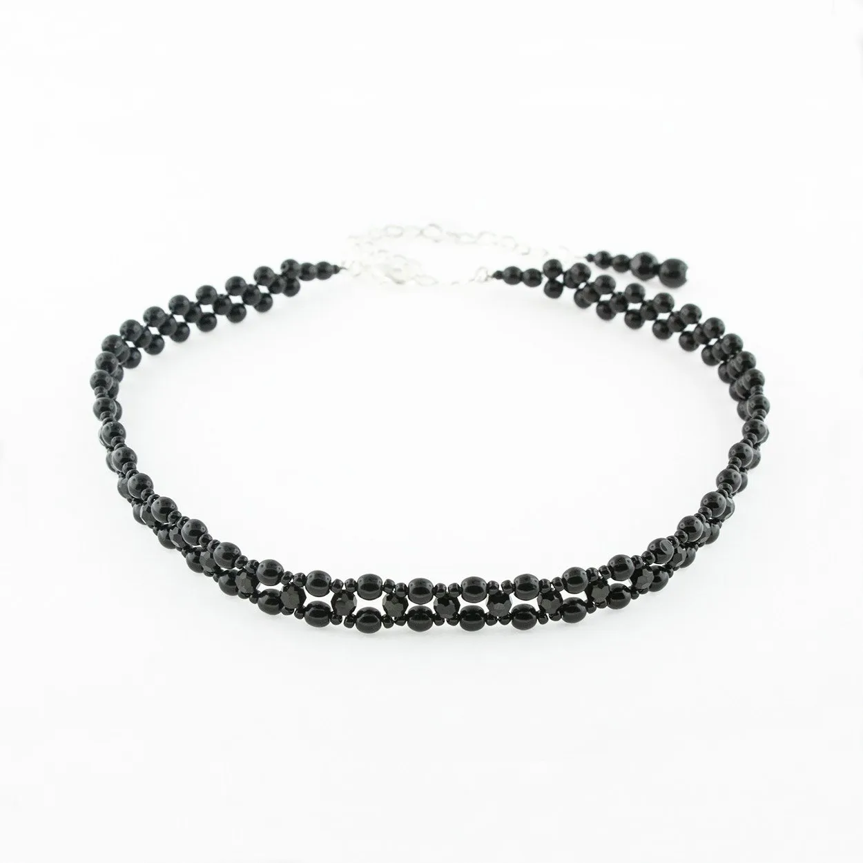 Woven Pearl & Crystal Choker Necklace