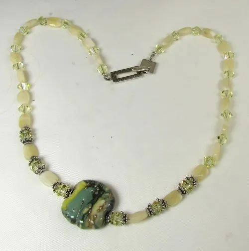 Yellow Crystal & Artisan Bead Necklace