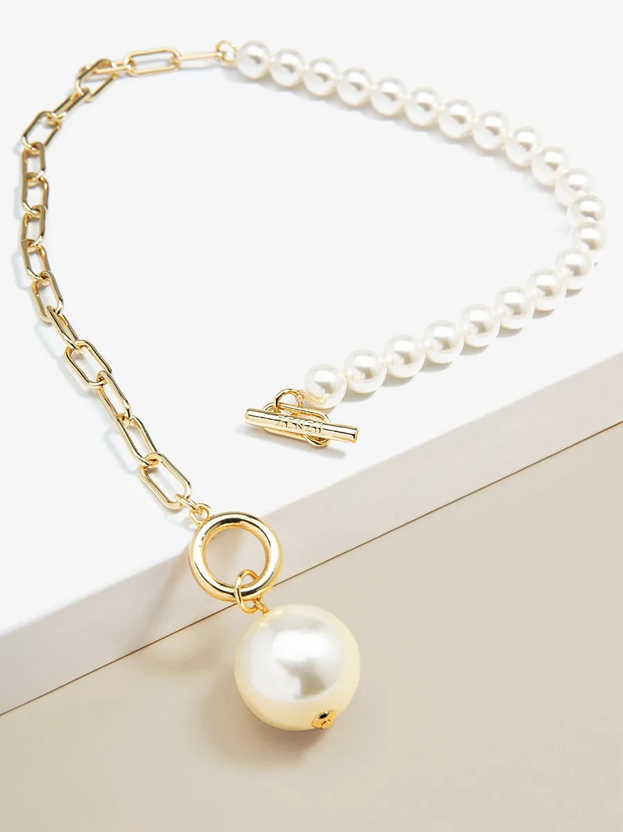 Zenzii Chain & Pearl Pendant Necklace